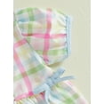 thumbnail image 6 of aturustex Toddler Baby Girls Sweet Bubble Romper 0-24M Infant Short Sleeve Babydoll Bodysuits Round Neck Plaid Romper Newborn Fashion Loose Casual Daily Summer Clothes, 6 of 7