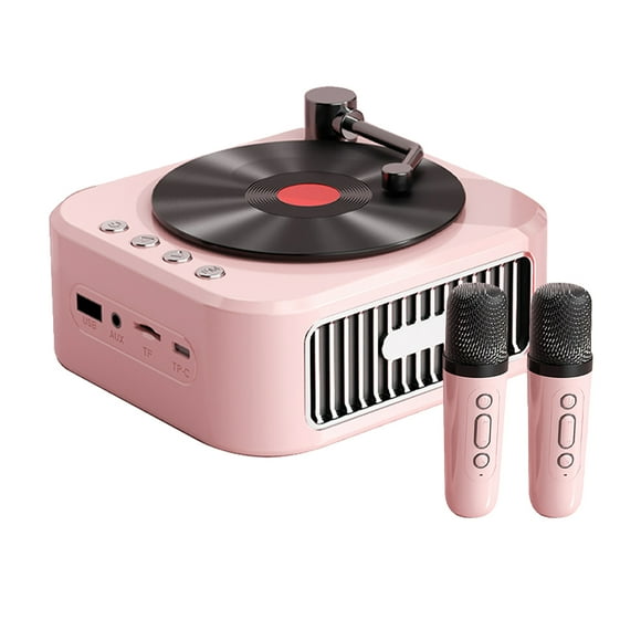 Altavoz Inalámbrico Portátil Portable Estilo de Registro CD Vintage Estilo Bt5.3 Altavoces de Tecnología Con dos Micrófonos Escena Estéreo Hifi Sound aux USB Flash Tarjeta