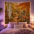 thumbnail image 2 of Autumn Birch Trees on a Forest Path with Golden Leaves, Peaceful Impressionist for Nature Lovers, Tranquil Forest Art Decor, Housewarming Gift, Tapestry Wall Hanging for Bedroom and Living Room, 2 of 7