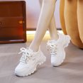 thumbnail image 3 of Women Chunky Platform Sneakers, Thick Rope Lace Faux Leather Comfort Casual Daily Walking Fashion Athletic Shoes, 3 of 4