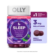 OLLY Sleep Gummy Supplement, 3mg Melatonin, L-Theanine, Chamomile, Blackberry Zen Flavor, 70 Count