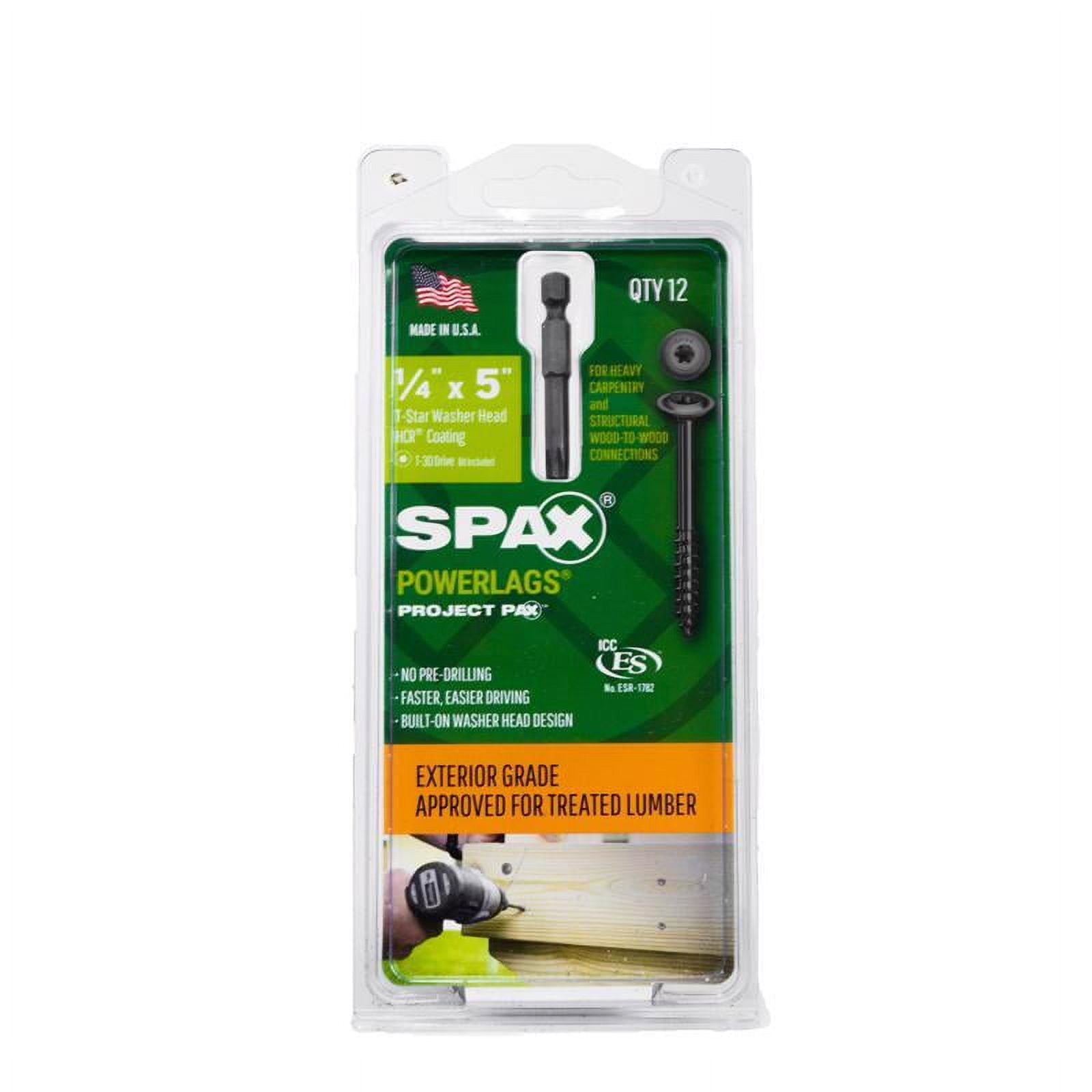 Spax 5042057 Power Lags 0.312 x 4.5 in. Washer High Corrosion Resistant Carbon Steel Lag Screw, Green - Pack of 12