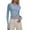 Blue, variant on MIXUE Womens Summer Tops Silk Solid Color Round Neck Long Sleeve Slim Basic Tshirts Activewear,Blue,M