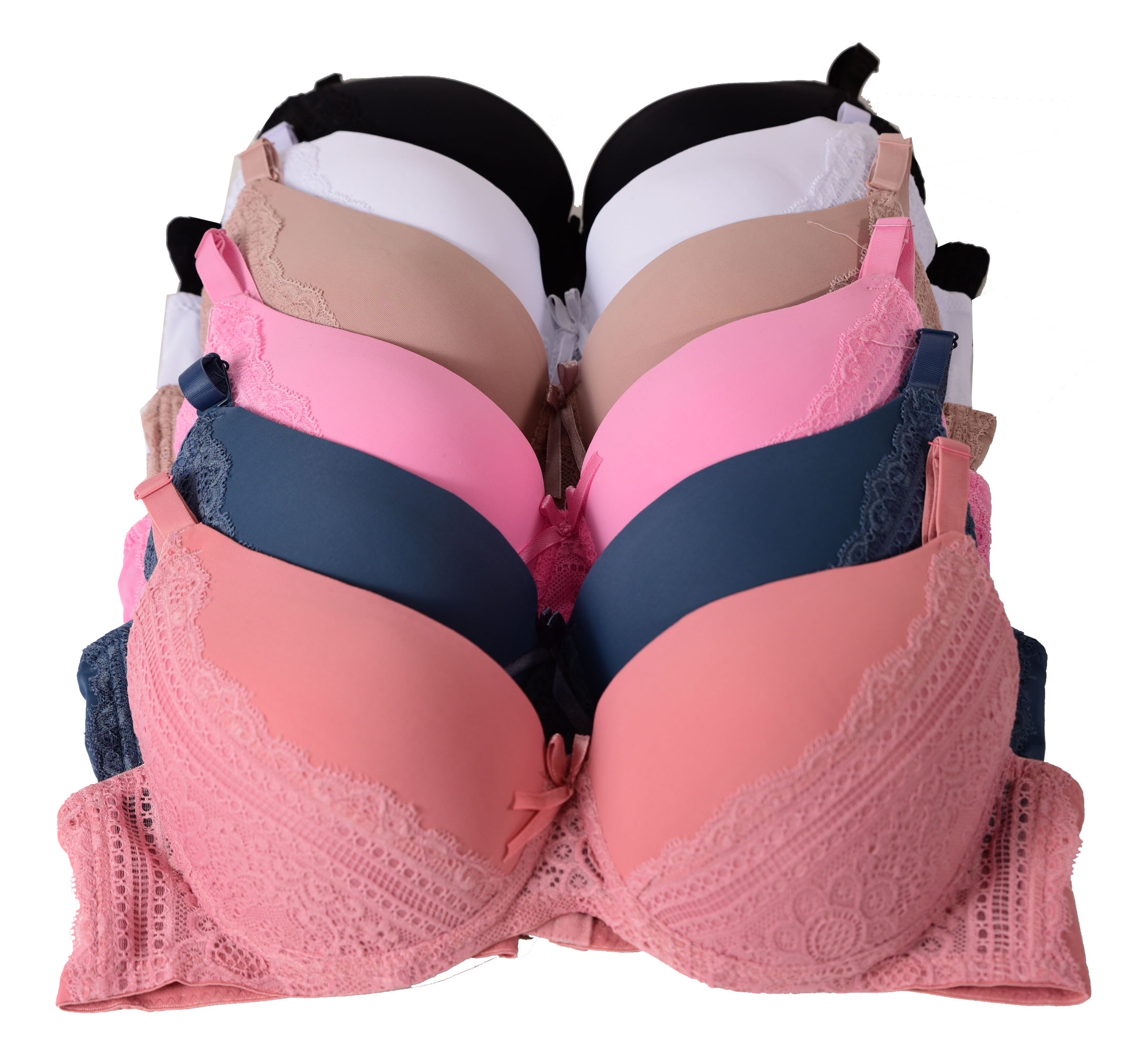 Women Bras 6 Pack of T-shirt Bra B Cup C Cup D Cup DD Cup DDD Cup 38C  (S8611)