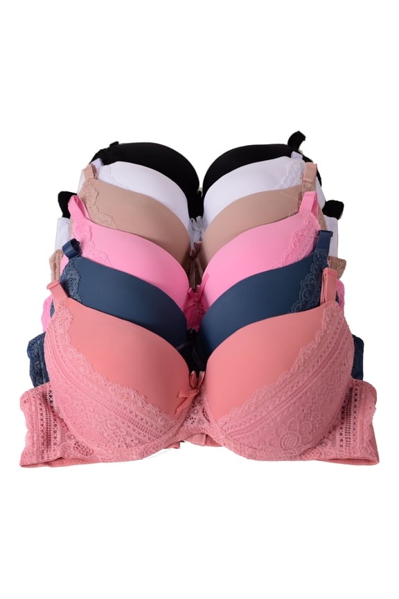Women Bras 6 pack of Pushup Bra B cup C cup D cup DD cup Size 38C (S6670)