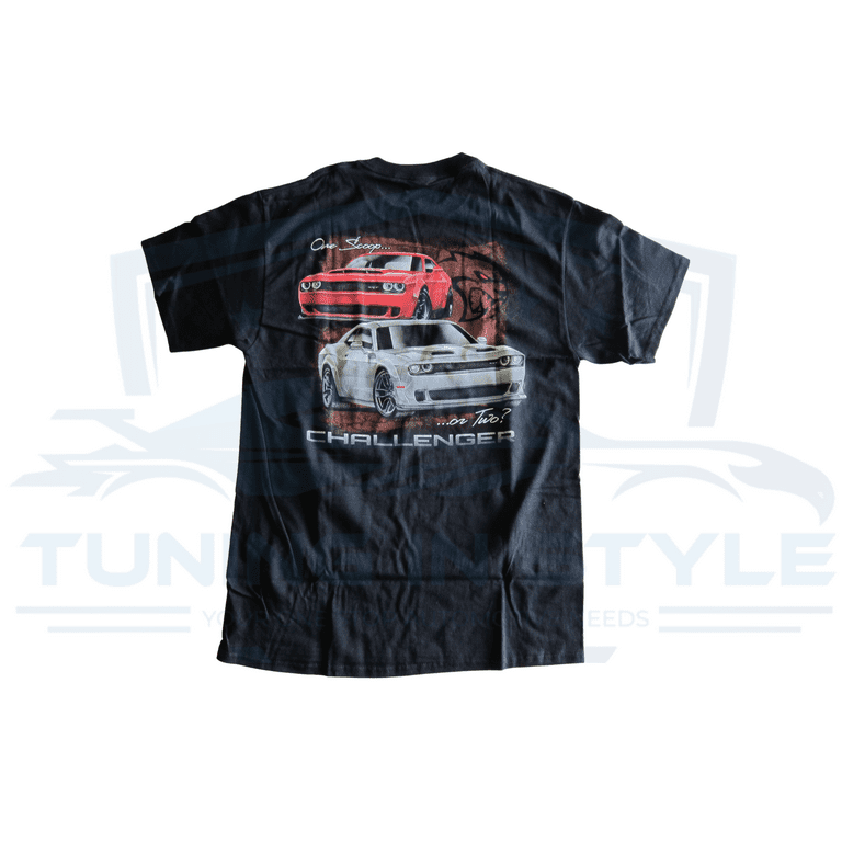 Dodge Challenger 2 Scoops SRT Hellcat Cotton T-Shirt Black