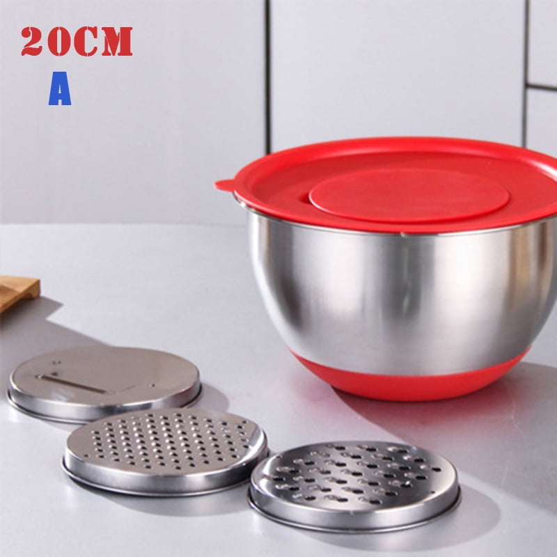 Stainless Steel Nonslip Mixing Bowls With Grater Attachments Pour