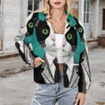 thumbnail image 3 of Jackets for Women Winter Coat Jackets Flannel Stand Collar Jacket(Elegant Cat Suit Artwork,Size:S-4XL), 3 of 7