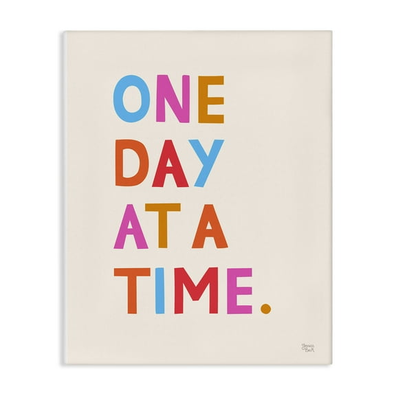 Stupell Industries One Day At A Time Text & Numbers Painting Wrapped Canvas Art Print Wall Art, 16 x 20