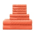 thumbnail image 2 of BNM Turkish Cotton Jacquard and Solid Towel Set of 8, Emberglow, 2 of 6