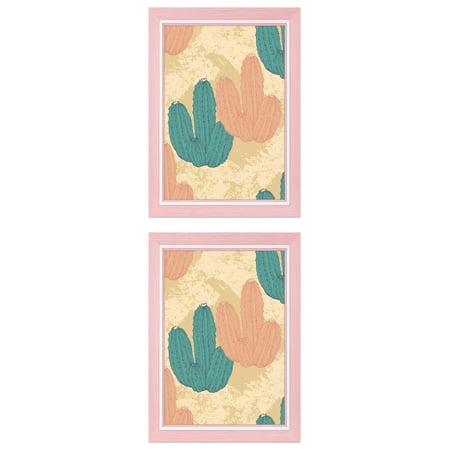 Unique Bargains 2 Packs Picture Frames Distressed Pink 5x7