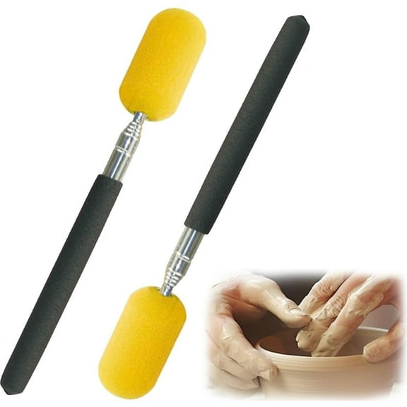 2pcs Telescoping Pottery Sponge Ceramic Shaping Tools, Equipped with high-Density Absorbent Sponge, Ceramic Tool Kits, Black