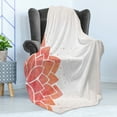 thumbnail image 4 of Lotus Flower Soft Flannel Fleece Throw Blanket, Aquarelle Style Half Lily Ayurveda Theme with Look, Cozy Plush for Indoor and Outdoor Use, 70" x 90", Coral Pale Peach, by Ambesonne, 4 of 5