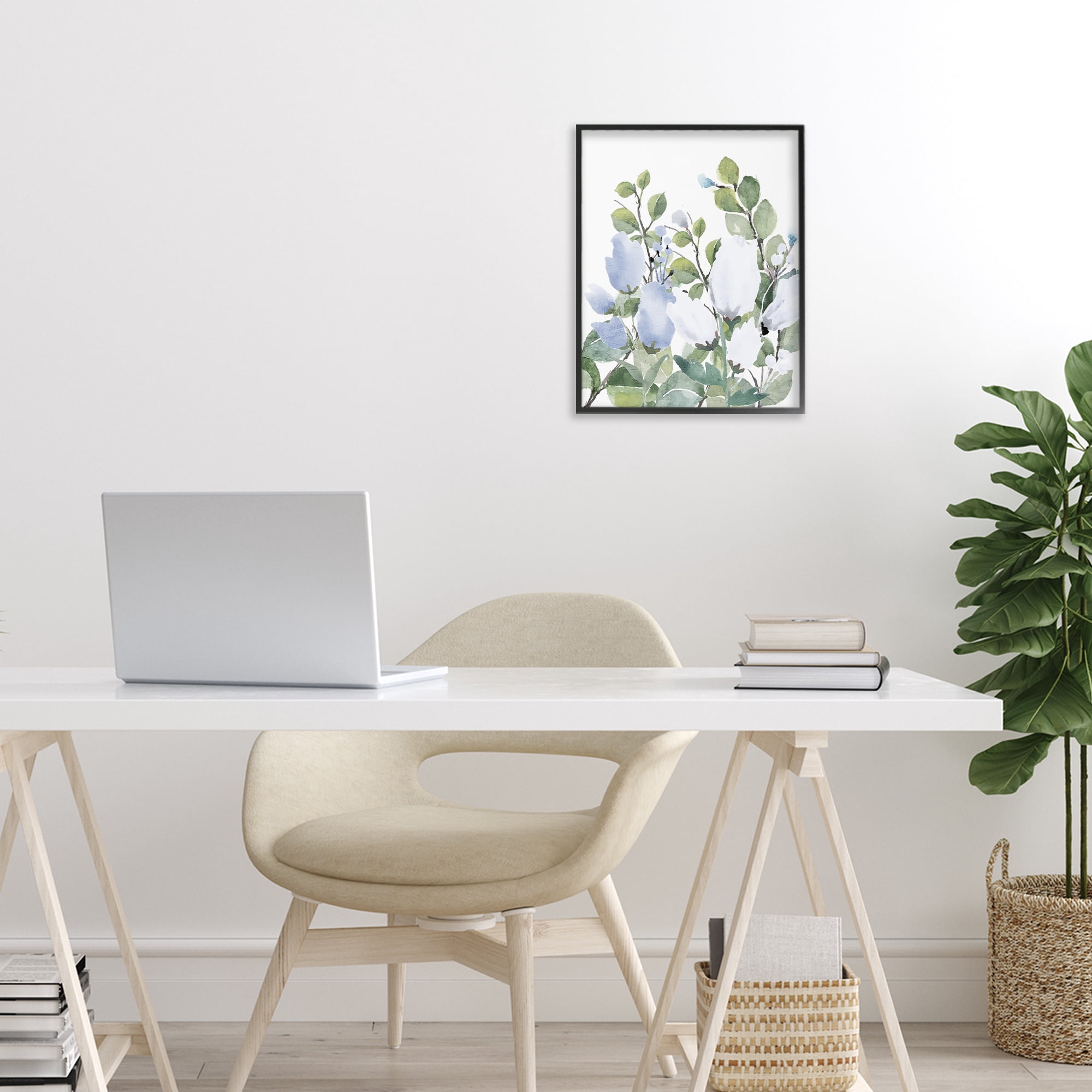 Stupell Industries Blue Spring Florals Black Framed Giclee Art, design by Kim Allen