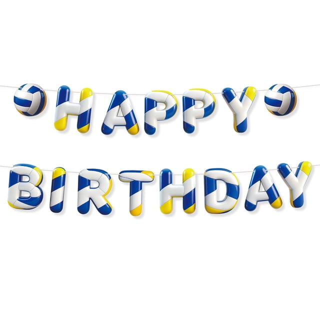 Banner de Cumpleaños Deportivo Fukaisu Vóley 3D de Papel