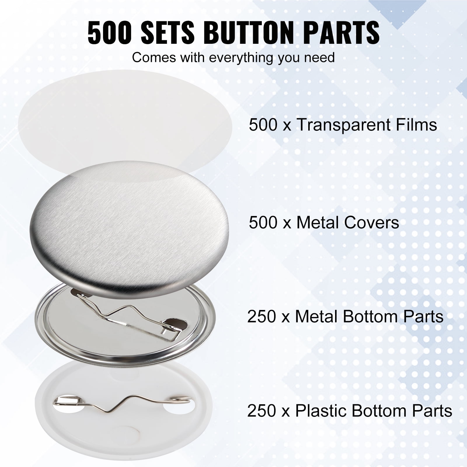 USA - 1000pcs Round 37mm DIY Badge Button Maker Supplies/Parts