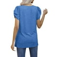 thumbnail image 2 of Hanerdun Women Solid Shirt Blouse Female V-Neck Short Sleeve Basic Tops Blue 2XL, 2 of 5