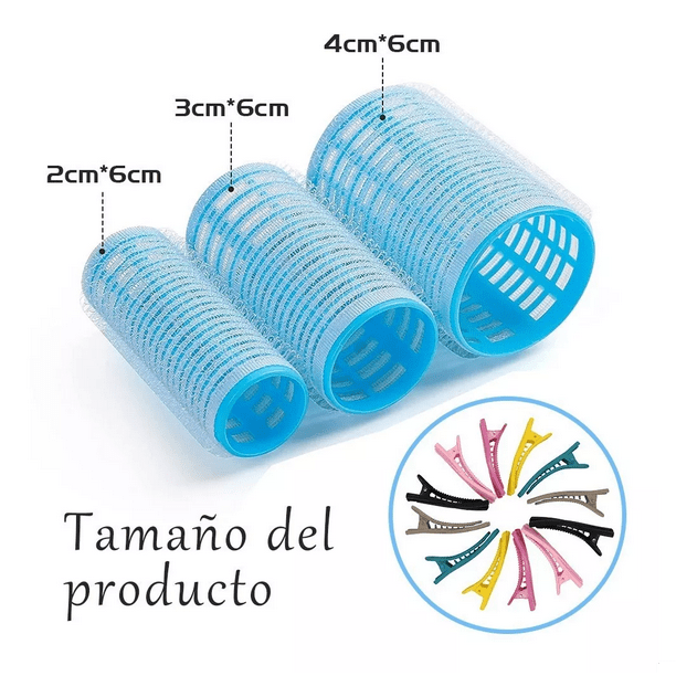 Tubos De Rizadores De Pelo Plás Autoagarre Hair Rulo 49 pzs, Azul