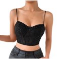 thumbnail image 1 of Lencería Para Mujer Sujetadores Moda Sin Mangas Color Sólido Suspender Lentejuelas Slim Top Blusa Odeerbi ODB143734, 1 of 9