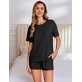 thumbnail image 4 of Ekouaer Pajama Set for Women Viscose from Bamboo Short Sleeve Tops and Shorts Set 2 Piece Lounge Set, 4 of 6