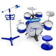 thumbnail image 1 of Costway Batería infantil con taburete y soporte de micrófono, batería de jazz con platillos, teclado digital multifuncional, kit de DJ, clip para teléfono móvil, 1 of 3