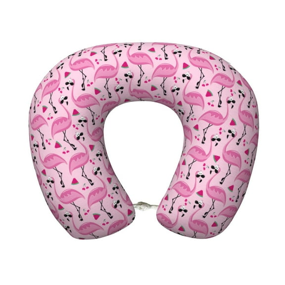 Xecao Cool Flamingos Print Memory Foam Cervical Neck Pillow Versatile U-Shaped Pillows for Home,Office,Camping,Travelling,Soft Washable Cover