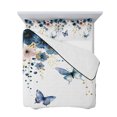 thumbnail image 7 of Navy Blue Spring Floral Twin Size Down Alternative Comforter, Lightweight Comforter Quilt Bedding Set with Pillow Shams Farmhouse Butterfly Watercolor All Seasons Bed Comforter Duvet Insert 68"x86", 7 of 7