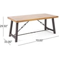 thumbnail image 3 of Urban Trestle-Style Metal Legs and Wood Dining Table, Contemporary Dining Extension Table，70 Inch, Teak, 3 of 5