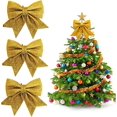 thumbnail image 1 of LJuego de 4 lazos navideños con purpurina dorada para decoración de árbol de Navidad, lazos con purpurina para el hogar, fiesta de Navidad, decoración de corona 12*14cm Sailing Electrónica, 1 of 5