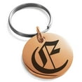 thumbnail image 1 of Stainless Steel Letter E Initial Old English Monogram Engraved Small Medallion Circle Charm Keychain Keyring, 1 of 1