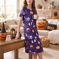 thumbnail image 7 of Loritta Halloween Nightgowns for Women Short Sleeve Comfy Womens Nightgown Summer Sleepwear for Women with Hair Rope, S-2XL, 7 of 7