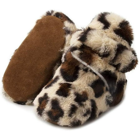 

QWZNDZGR Infant Baby Boy Girl Cozy Fleece Bootie Newborn Stay On Slipper Winter Warm Gripper Non-Slip Crib Shoes