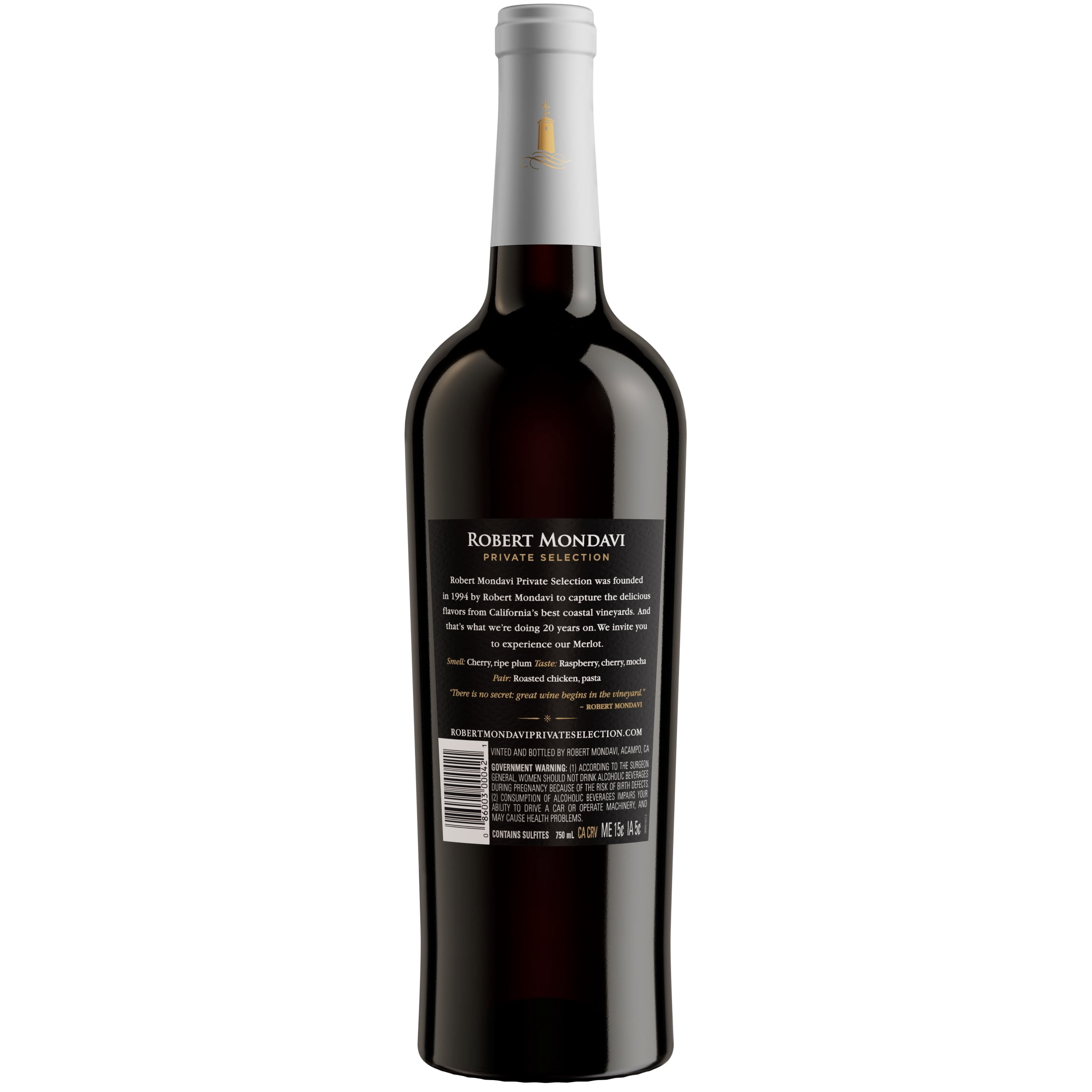Robert Mondavi Private Selection Merlot, Red Wine, 750 mL