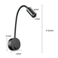 thumbnail image 7 of LED 3W Warm White 3000K Gooseneck Wall Lamp AC85-265V Wiring Type Bedside Lamp with Rotating Adjustable Spotlight D, 7 of 7