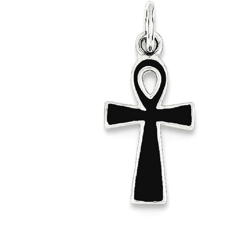 Sterling 925 Charm Pendant - ICE CARATS 925 Sterling Silver Black Enamel Cross Religious Pendant Charm Necklace Ankh Fine Jewelry Ideal Gifts For Women Gift Set From Heart