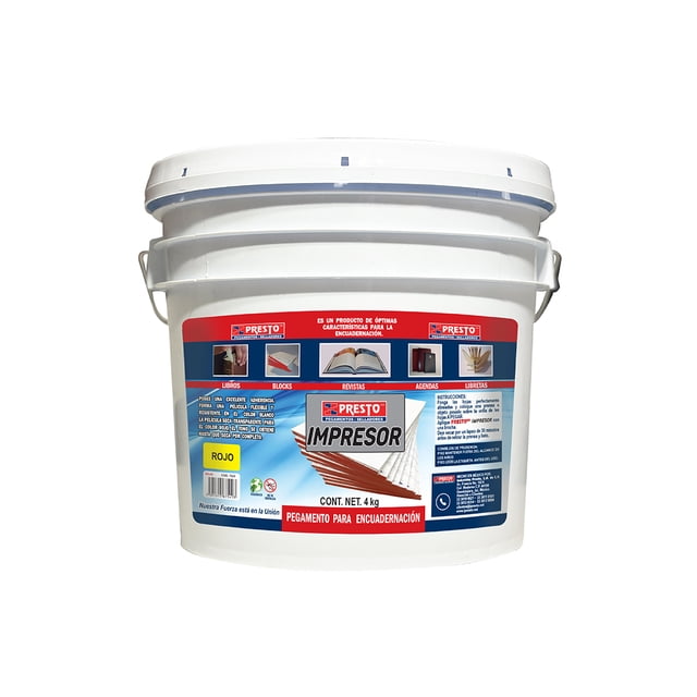 Pegamento Para Encuadernacion Presto Cubeta con 4 Kgs