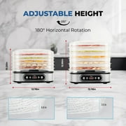 Rosewill Essential Food Dehydrator, 5 Stackable Trays with Adjustable 48H Timer and Temperature Control - Electric Food Preserver for Jerky, Fruits, Veggies, Meat & Dog Treats, Large capacity