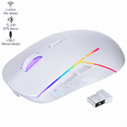 thumbnail image 1 of Souris de Jeu Sans Fil, 24000 Dpi, 6 Boutons Programmables, Autonomie de 75 H, Rétroéclairage 6 Rgb, 3 Modes USB‐C Filaire/2,4 GHz/Bluetooth 5.3, Souris de Jeu Rechargeable pour PC/PS5/Mac/ordinateur/portable/tablette, Blanc, 1 of 9