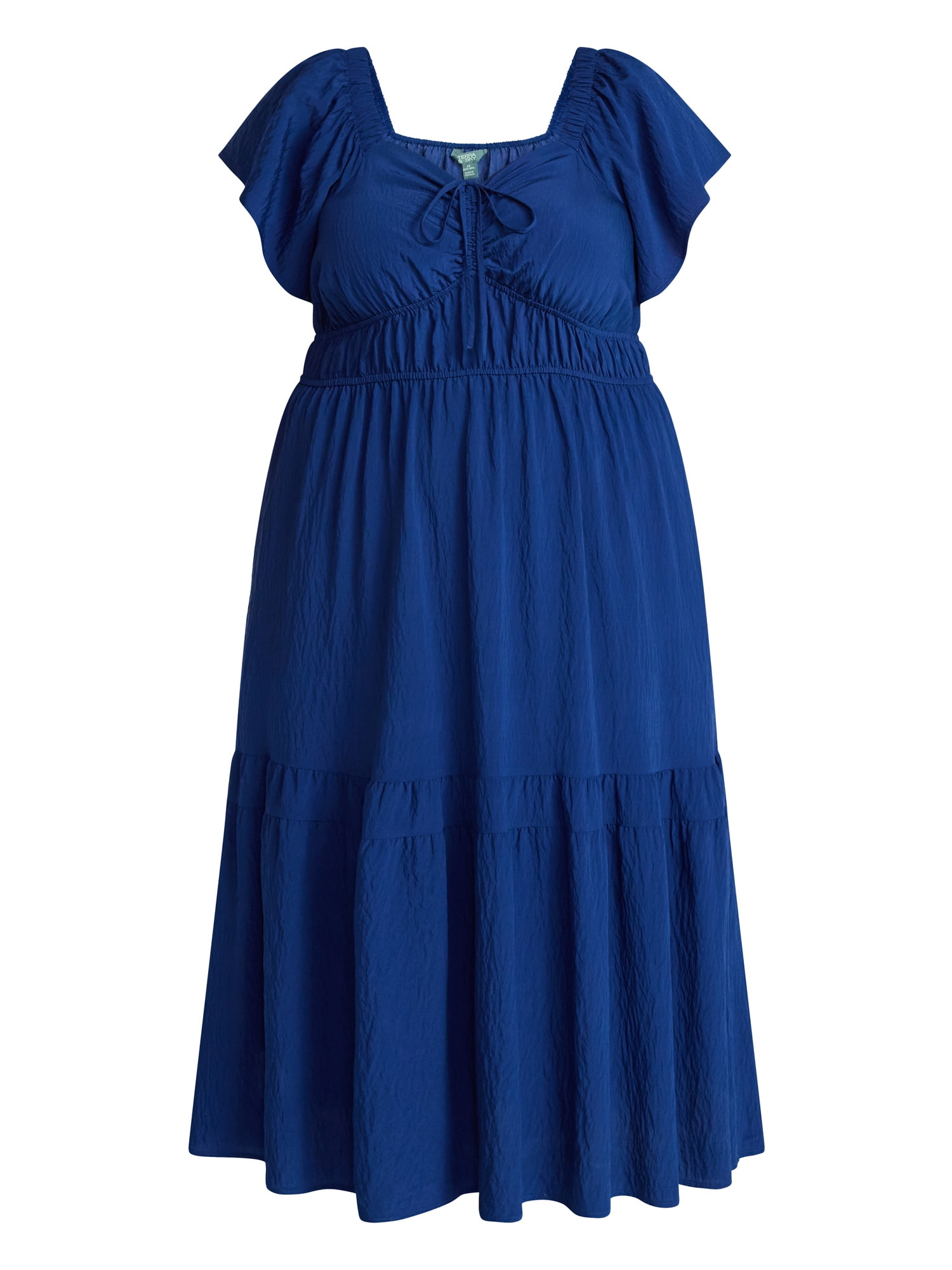 Terra & Sky Women's Plus Size Sweetheart Maxi Dress with Flutter Sleeves, Sizes 0X-5X
