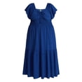 thumbnail image 4 of Terra & Sky Women's Plus Size Sweetheart Maxi Dress with Flutter Sleeves, Sizes 0X-5X, 4 of 4