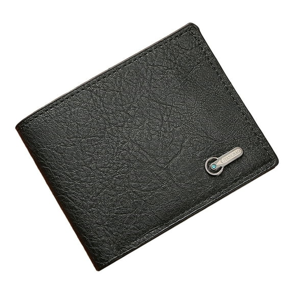 Mosey Men Wallet Faux Leather Solid Color Vintage Large Capacity Multi Pockets Portable Foldable Coin Changes Storage Purse Card Holder Business Gift