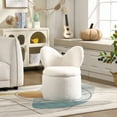 thumbnail image 4 of Guyou Cute Kids Storage Stool, Upholstered Kids Reading Chair with Butterfly Shaped Back, Faux Fur Toddler Chair with Storage for Playroom Kindergarten Bedroom, White, 4 of 7