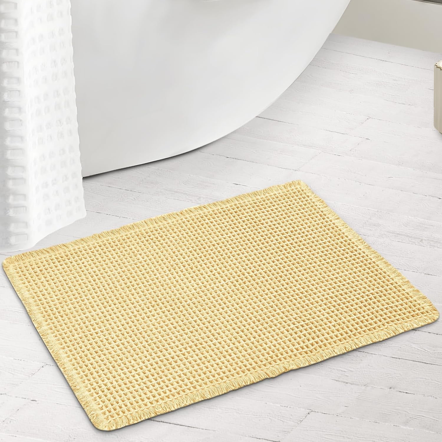 Bathroom Rugs, Absorbent Non Slip Bath Rugs, Machine Washable Bath Mats for Bathroom Floor, Tub and Shower,Beige 17x24"