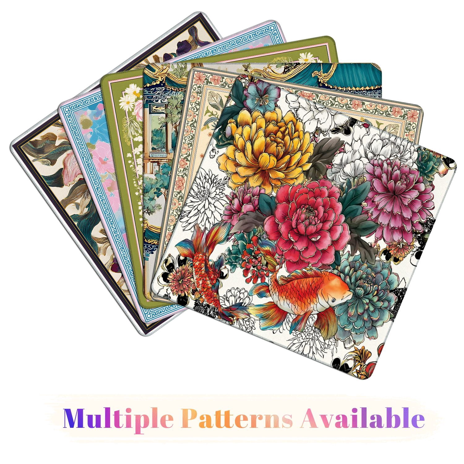 Mahjong Mat 31.5" x 31.5" Seamless asian traditional s Japanese painted flowers peonies Non-Slip Noise Reduction American Mahjong Tiles Table Cover for Dominoes Poker Card Board Games Gift