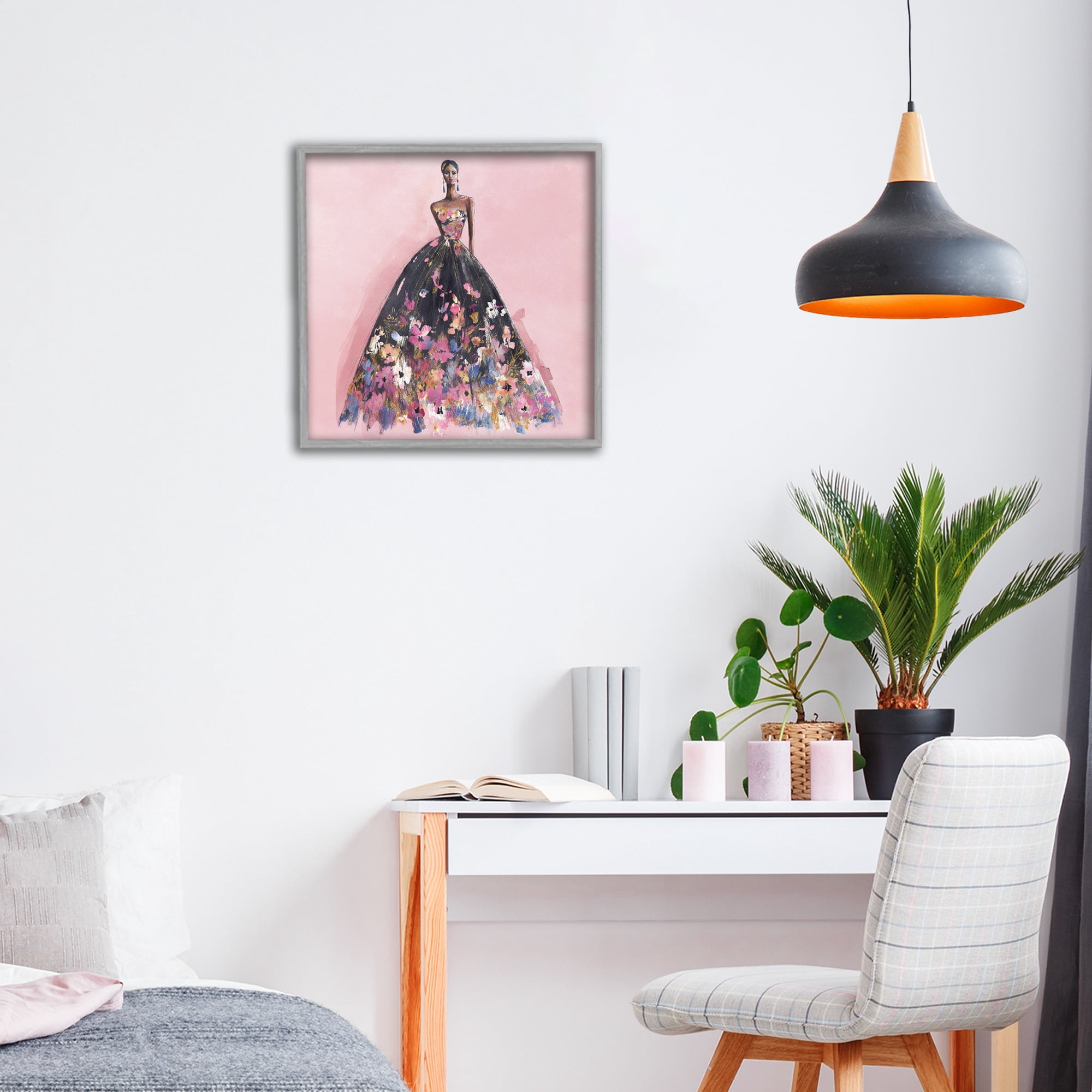 Stupell Industries Floral Reverie Gown Gray Framed Giclee Art, design by Svetlana Aleynikova