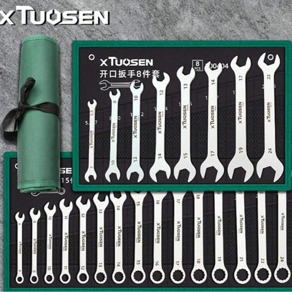 Premium Thin Double-Ended Wrench Tool Set - Complete Dual-Head Open-End And Socket Wrench Kit