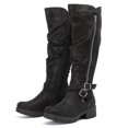 thumbnail image 2 of LOVE STEETLY Women's Knee High Slouchy Chunky Heel Boots, Side Zipper Round Toe Faux Leather Casual Comfort Versatile Boot, 2 of 7
