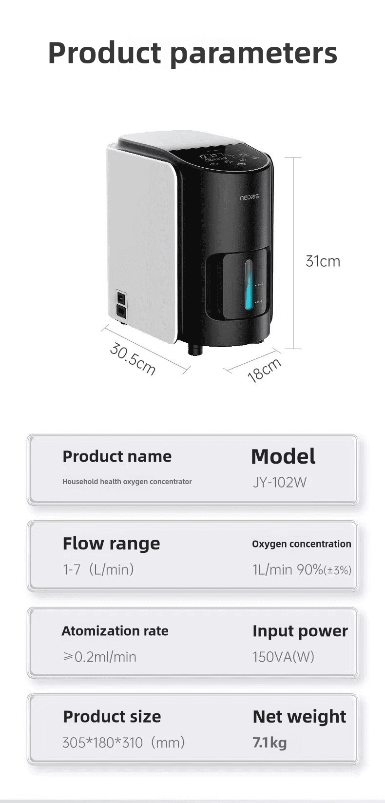 KETAN 2 in 1 Por/table with full part Oxygen Machine-Ac adapter for Home Use Accessories, 1-7L/min