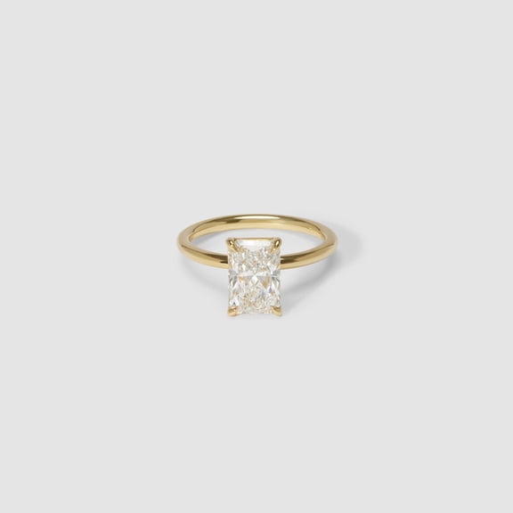 14K Yellow Gold Plated 1.5 Ct Radiant Cut Moissanite Engagement Ring Solitaire Wedding Band for Women