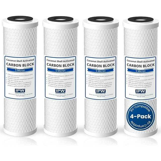 . | 4-Pack Flow-Pur 8 (WCBCS-975-RV) Water Filter Replacement and Water Purifier Activated Carbon Filter for RV Water Filter System